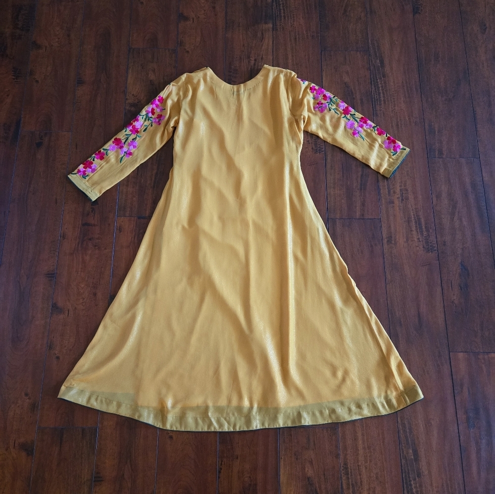 Embroidered 2 Piece Salwar Kameez Shimmer Chiffon Party Wear Dress - Picture 5 of 7